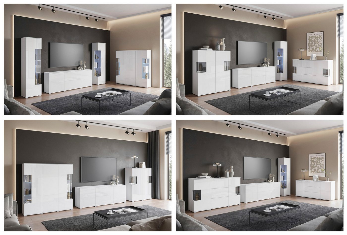 OTTO home Vitrine Kenia, stehend und hängend, Türanschlag wechselbar (1-St) Vitrineschrank mit Glastüren 160 cm Höhe – Bild 3 von 5
