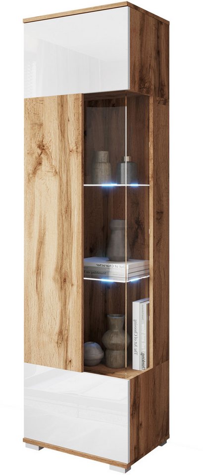 OTTO home Vitrine Kenia, stehend und hängend, Türanschlag wechselbar (1-St) Vitrineschrank mit Glastüren 160 cm Höhe – Bild 4 von 5