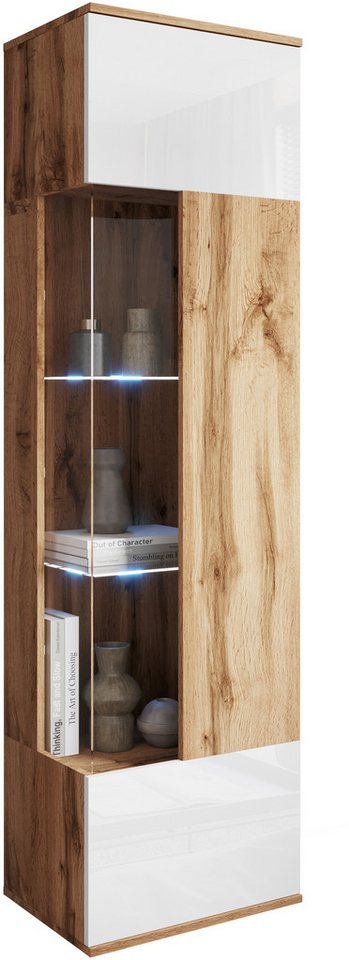 OTTO home Vitrine Kenia, stehend und hängend, Türanschlag wechselbar (1-St) Vitrineschrank mit Glastüren 160 cm Höhe – Bild 5 von 5