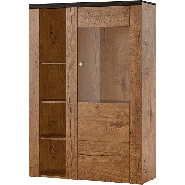 OTTO home Vitrine Larona, zeitlose Glasvitirne, Hochschrank Höhe 145 cm Stauraumvitrine mit dekorativer Rahmenoptik