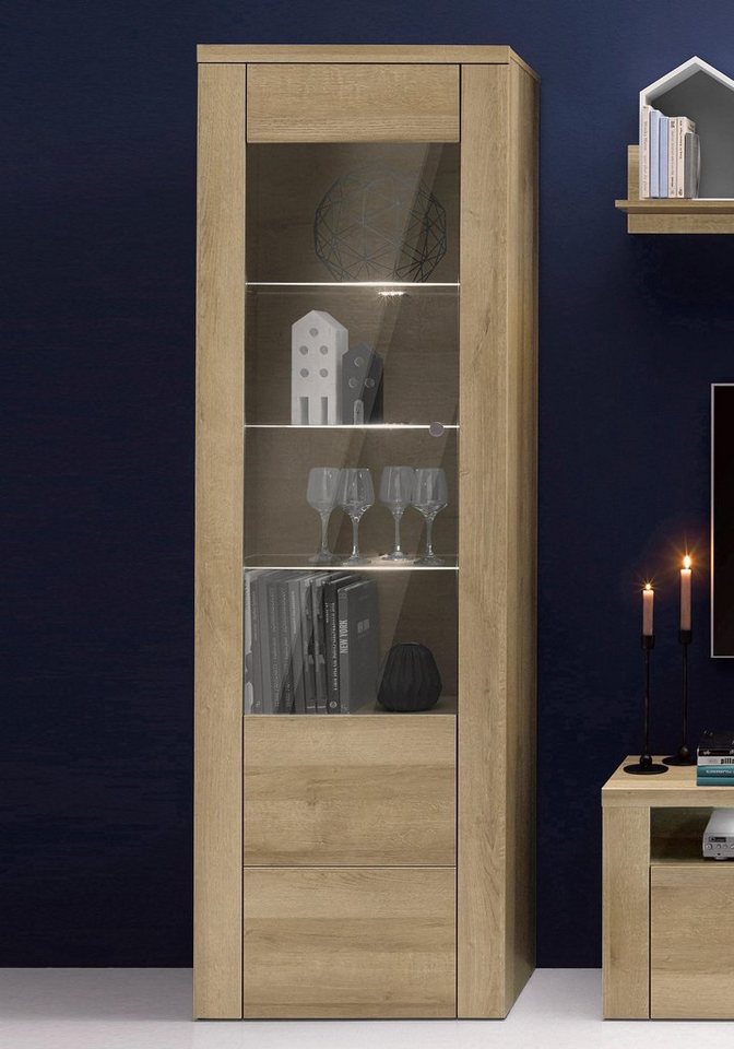 OTTO home Vitrine Larona, zeitlose Glasvitirne, Hochschrank Höhe 205,6 cm Stauraumvitrine mit dekorativer Rahmenoptik – Bild 3 von 5
