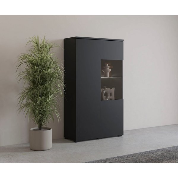 OTTO home Vitrine Modo, Breite 80 cm, moderner griffloser Vitrineschrank Vitrine mit viel Stauraum, Einlegeböden verstellbar, Glastür
