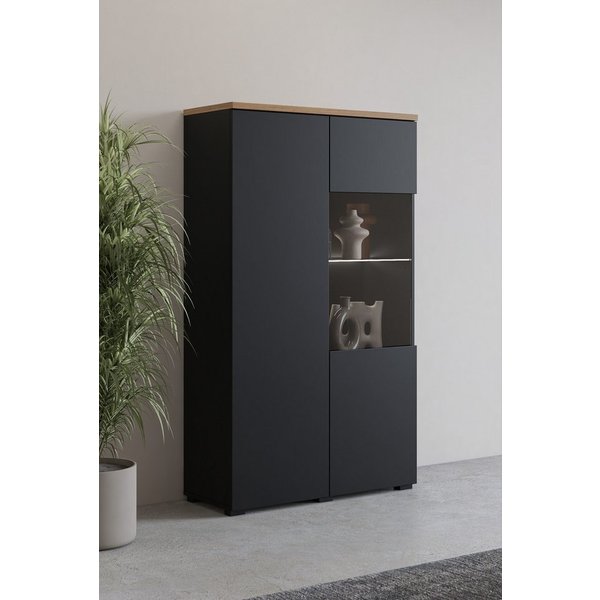 OTTO home Vitrine Modo, Breite 80 cm, moderner griffloser Vitrineschrank Vitrine mit viel Stauraum, Einlegeböden verstellbar, Glastür