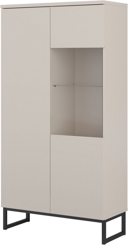 OTTO home Vitrine Modo II, Breite 80 cm, moderner griffloser Vitrineschrank Vitrine viel Stauraum, Einlegeböden verstellbar, Glastür, Metallkufen – Bild 2 von 5