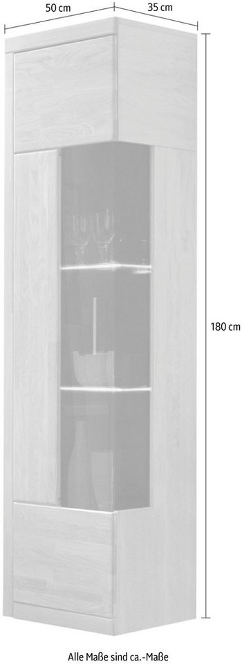 OTTO home Vitrine Ribe,180cm hoch,5 Fächer,2 Glasböden variabel einsetzbar Korpus aus Holzwerkstoff,dunkles gehärtetes Glas, Metall Griffe – Bild 4 von 5