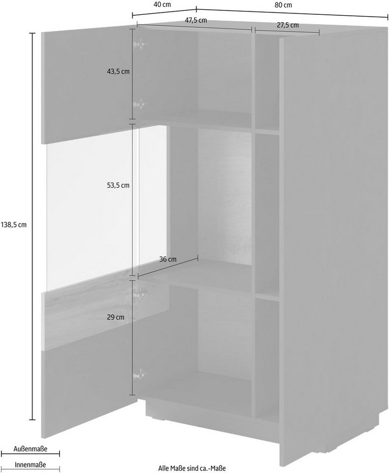 OTTO home Vitrine SILKE Höhe 138,5 cm – Bild 4 von 5