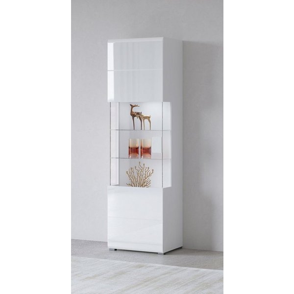 OTTO home Vitrine Toledo,Höhe 204 cm trendige Glasvitrine mit dekorative Fräsungen Standvitrine ohne Beleuchtung, viel Stauraum, hochglanz Front MDF