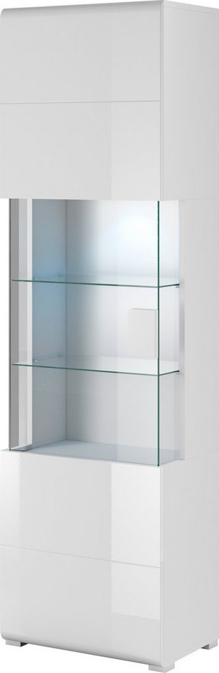 OTTO home Vitrine Toledo,Höhe 204 cm trendige Glasvitrine mit dekorative Fräsungen Standvitrine ohne Beleuchtung, viel Stauraum, hochglanz Front MDF – Bild 2 von 5