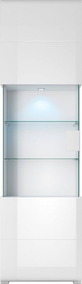 OTTO home Vitrine Toledo,Höhe 204 cm trendige Glasvitrine mit dekorative Fräsungen Standvitrine ohne Beleuchtung, viel Stauraum, hochglanz Front MDF – Bild 3 von 5