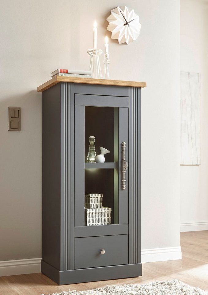 OTTO home Vitrine Westminster, Hochschrank im Landhausstil, Glasvitrine, Stauraumelement Metallgriffe, ausreichend Stauraum, in 2 Farben erhältlich – Bild 2 von 5