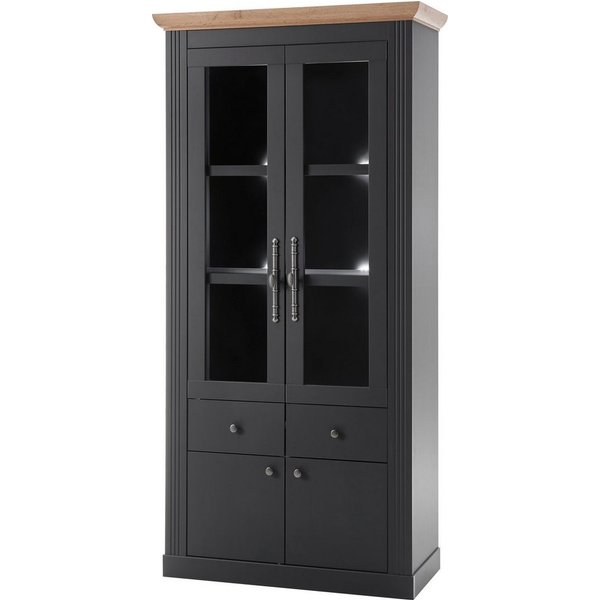 OTTO home Vitrine Westminster, Hochschrank im Landhausstil, Glasvitrine, Stauraumelement Metallgriffe, ausreichend Stauraum, in 2 Farben erhältlich