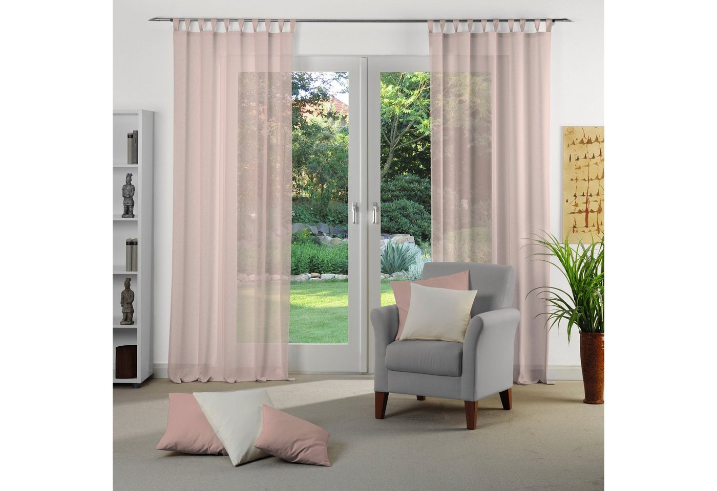 OTTO home Vorhang Elby 1 (1 St), Schlaufen, halbtransparent, Jacquard, transparent, basic, monochrom, bis 295 cm Länge – Bild 2 von 5