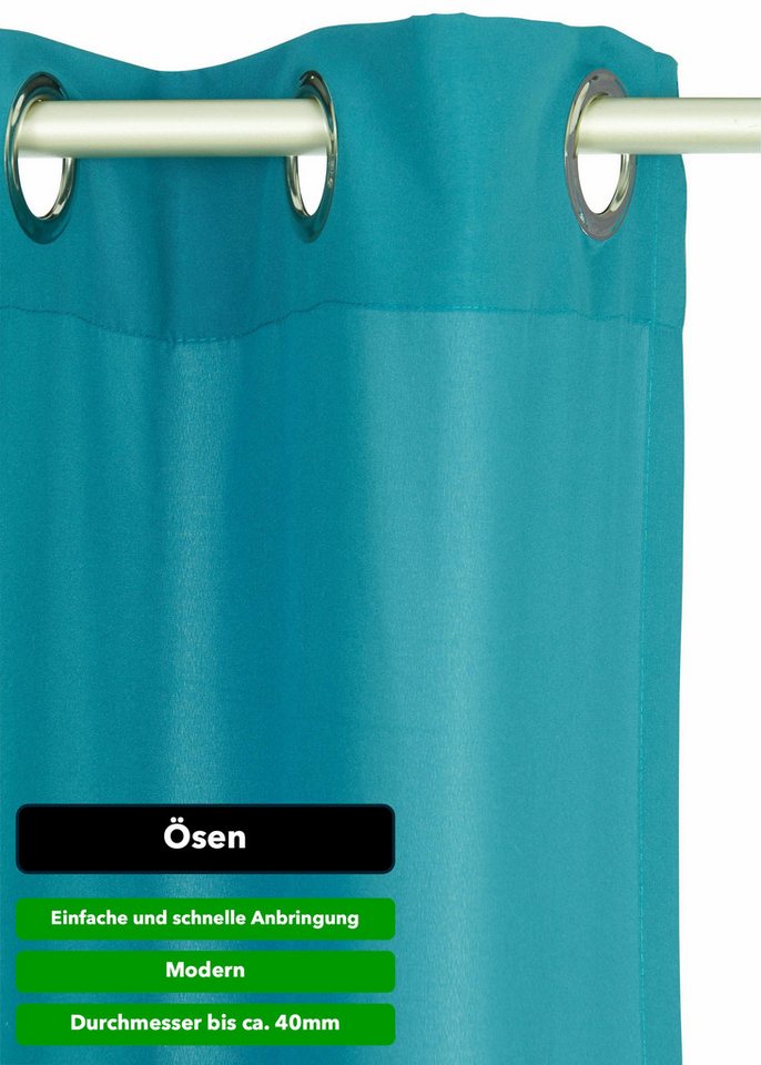 OTTO home Vorhang Parry, Ösen, 2er Set, blickdicht, Topseller (2 St), Ösen, blickdicht, Polyester, 2-er Set, blickdicht, monochrom, basic – Bild 4 von 5