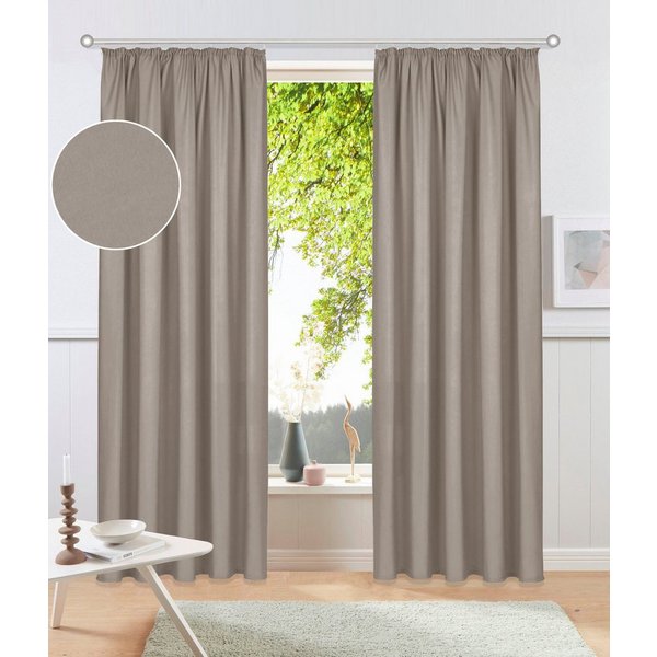 OTTO home Vorhang Parry mit Kräuselband, 2er Set, blickdicht, Topseller (2 St), Kräuselband, blickdicht, Polyester, 2-er Set, blickdicht, monochrom, basic, einf