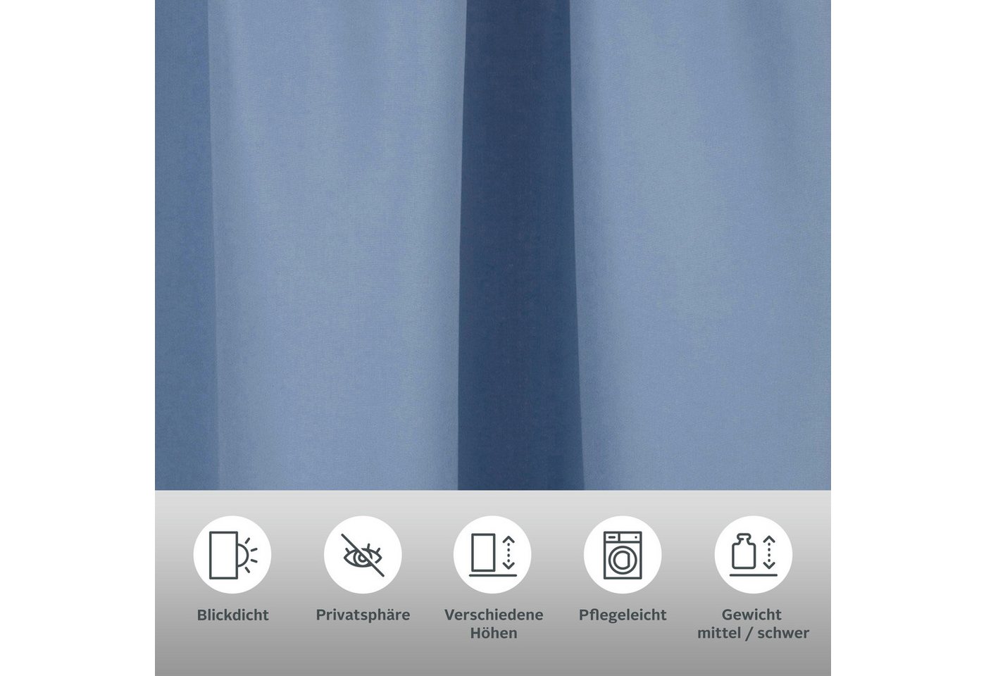 OTTO home Vorhang Parry mit Kräuselband, 2er Set, blickdicht, Topseller (2 St), Kräuselband, blickdicht, Polyester, 2-er Set, blickdicht, monochrom, basic, einf – Bild 3 von 5