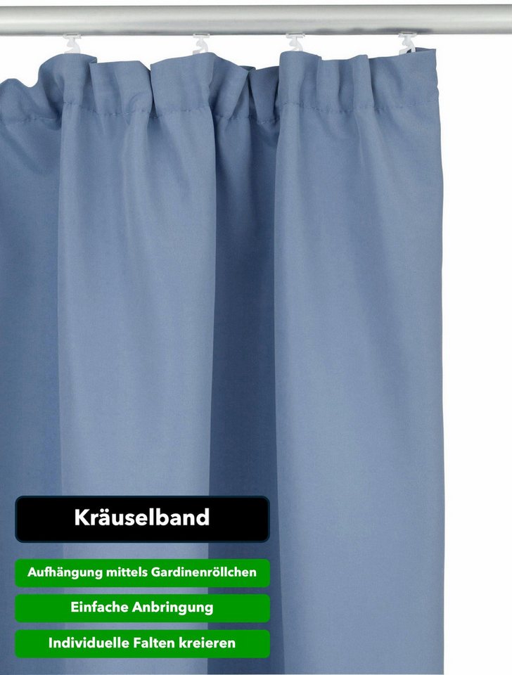 OTTO home Vorhang Parry mit Kräuselband, 2er Set, blickdicht, Topseller (2 St), Kräuselband, blickdicht, Polyester, 2-er Set, blickdicht, monochrom, basic, einf – Bild 4 von 5