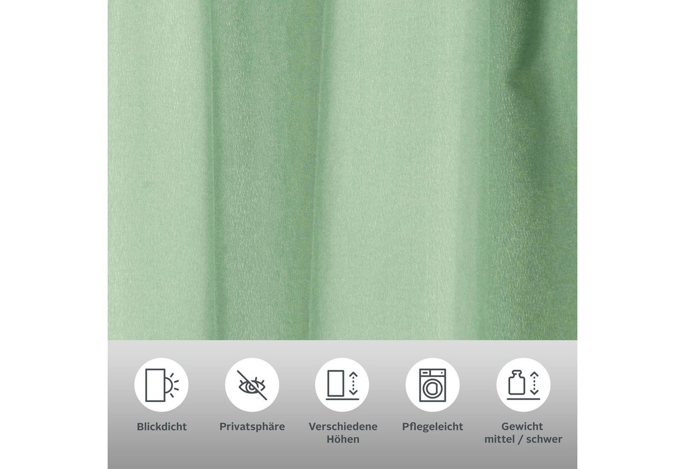 OTTO home Vorhang Parry, Schlaufen, 2er Set, blickdicht, Topseller (2 St), Schlaufen, blickdicht, Polyester, 2-er Set, blickdicht, monochrom, basic – Bild 3 von 5