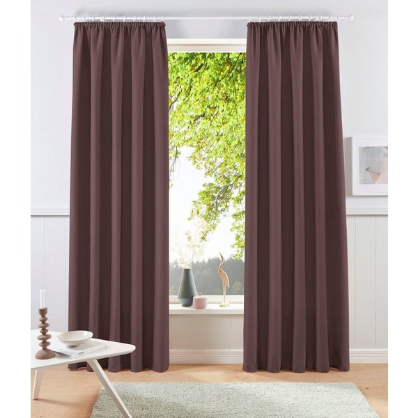 OTTO home Vorhang Raja, Gardinen mit Kräuselband, blickdicht, Wohnzimmer, Topseller! (2 St), Kräuselband, blickdicht, Polyester, 2er-Set, Bestseller, einfarbig,