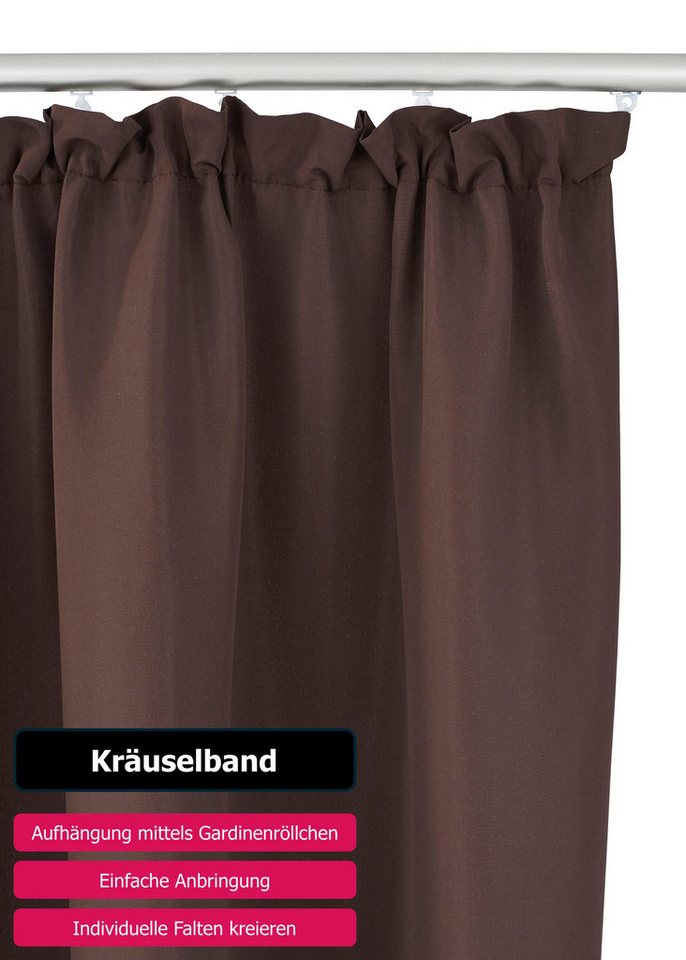 OTTO home Vorhang Raja, Gardinen mit Kräuselband, blickdicht, Wohnzimmer, Topseller! (2 St), Kräuselband, blickdicht, Polyester, 2er-Set, Bestseller, einfarbig, – Bild 4 von 5