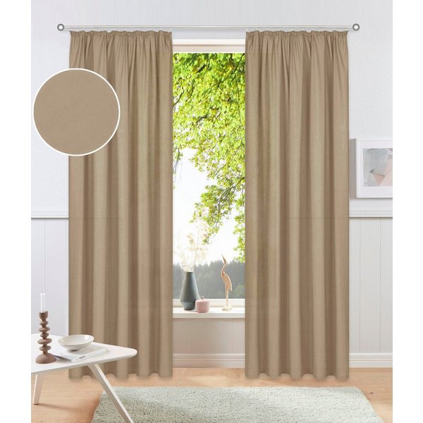 OTTO home Vorhang Raja, Gardinen mit Kräuselband, blickdicht, Wohnzimmer, Topseller! (2 St), Kräuselband, blickdicht, Polyester, 2er-Set, Bestseller, einfarbig,