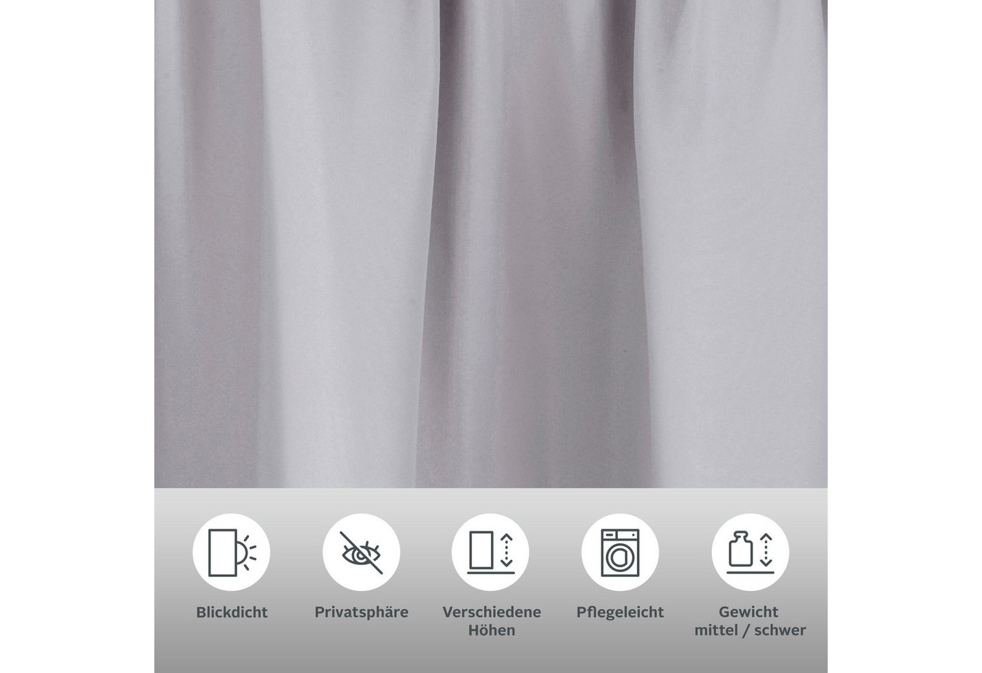 OTTO home Vorhang Raja, Gardinen mit Kräuselband, blickdicht, Wohnzimmer, Topseller! (2 St), Kräuselband, blickdicht, Polyester, 2er-Set, Bestseller, einfarbig, – Bild 3 von 5