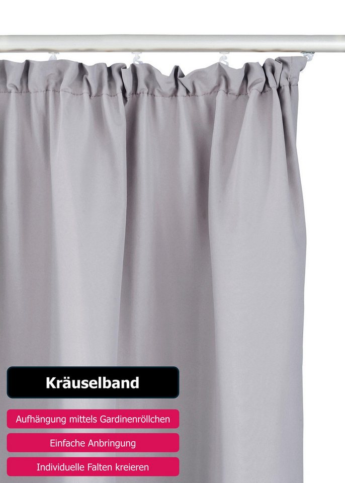 OTTO home Vorhang Raja, Gardinen mit Kräuselband, blickdicht, Wohnzimmer, Topseller! (2 St), Kräuselband, blickdicht, Polyester, 2er-Set, Bestseller, einfarbig, – Bild 4 von 5