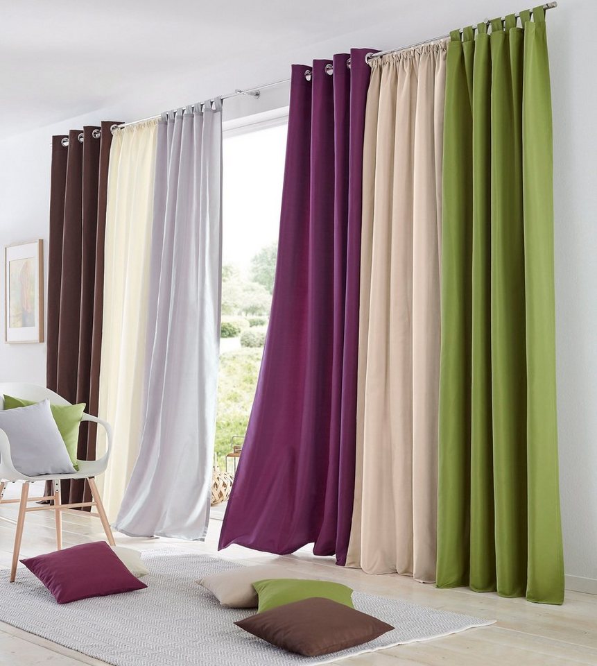 OTTO home Vorhang Raja, Gardinen mit Kräuselband, blickdicht, Wohnzimmer, Topseller! (2 St), Kräuselband, blickdicht, Polyester, 2er-Set, Bestseller, einfarbig, – Bild 5 von 5