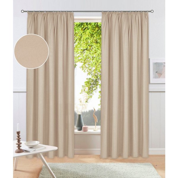 OTTO home Vorhang Raja, Gardinen mit Kräuselband, blickdicht, Wohnzimmer, Topseller! (2 St), Kräuselband, blickdicht, Polyester, 2er-Set, Bestseller, einfarbig,