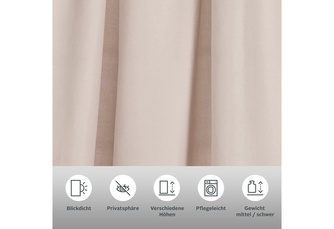 OTTO home Vorhang Raja, Gardinen mit Kräuselband, blickdicht, Wohnzimmer, Topseller! (2 St), Kräuselband, blickdicht, Polyester, 2er-Set, Bestseller, einfarbig, – Bild 3 von 5