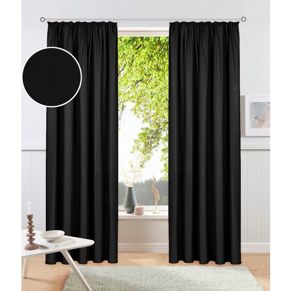 OTTO home Vorhang Raja, Gardinen mit Kräuselband, blickdicht, Wohnzimmer, Topseller! (2 St), Kräuselband, blickdicht, Polyester, 2er-Set, Bestseller, einfarbig,
