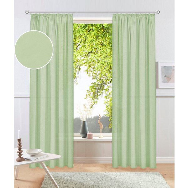 OTTO home Vorhang Raja, Gardinen mit Kräuselband, blickdicht, Wohnzimmer, Topseller! (2 St), Kräuselband, blickdicht, Polyester, 2er-Set, Bestseller, einfarbig,