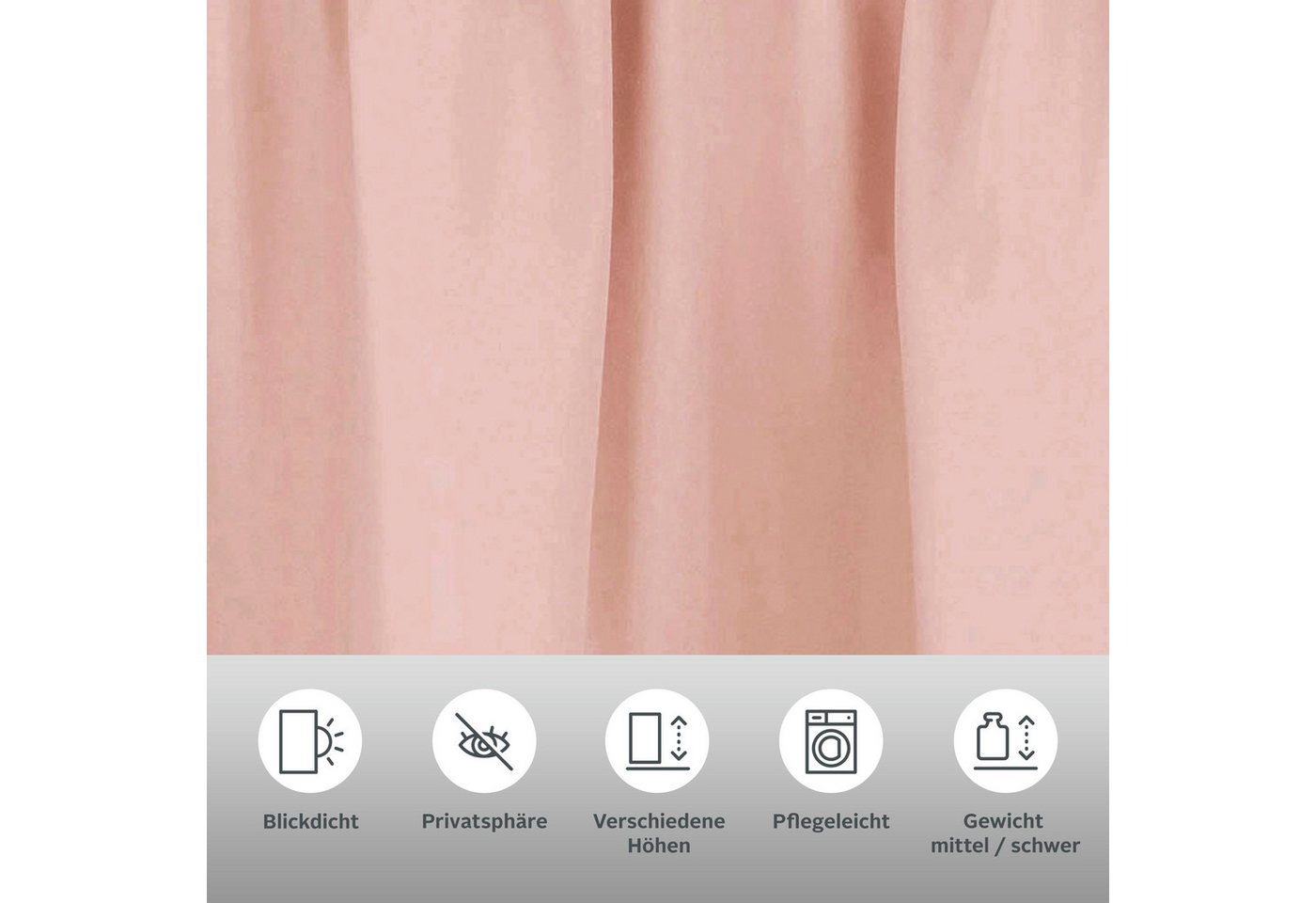 OTTO home Vorhang Raja, Gardinen mit Kräuselband, blickdicht, Wohnzimmer, Topseller! (2 St), Kräuselband, blickdicht, Polyester, 2er-Set, Bestseller, einfarbig, – Bild 3 von 5