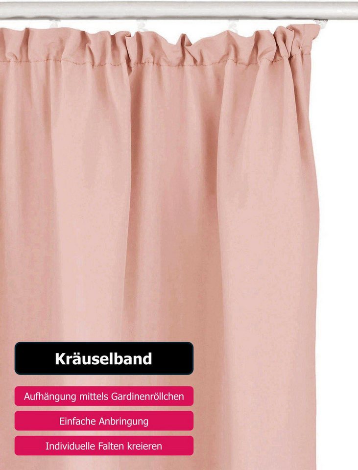 OTTO home Vorhang Raja, Gardinen mit Kräuselband, blickdicht, Wohnzimmer, Topseller! (2 St), Kräuselband, blickdicht, Polyester, 2er-Set, Bestseller, einfarbig, – Bild 4 von 5