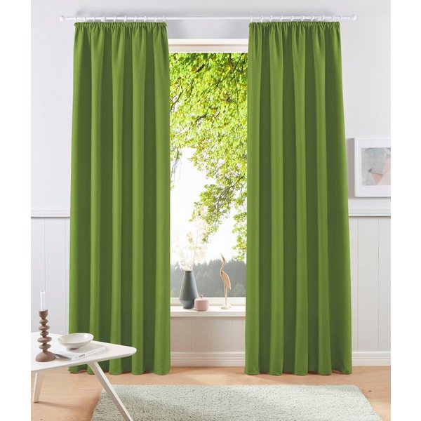 OTTO home Vorhang Raja, Gardinen mit Kräuselband, blickdicht, Wohnzimmer, Topseller! (2 St), Kräuselband, blickdicht, Polyester, 2er-Set, Bestseller, einfarbig,