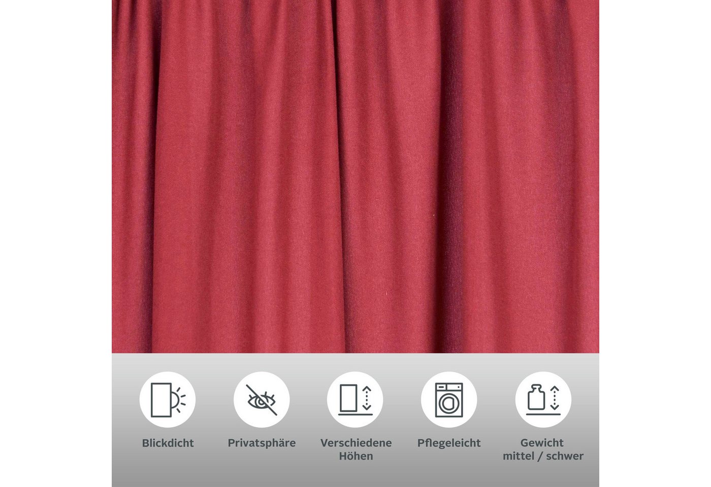 OTTO home Vorhang Raja, Gardinen mit Kräuselband, blickdicht, Wohnzimmer, Topseller! (2 St), Kräuselband, blickdicht, Polyester, 2er-Set, Bestseller, einfarbig, – Bild 3 von 5