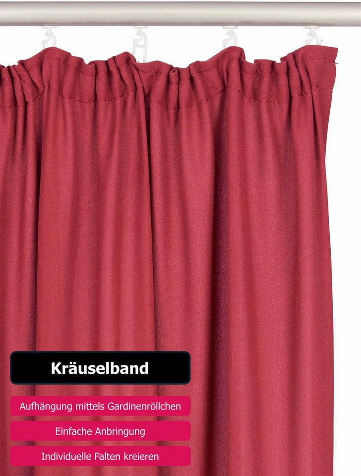 OTTO home Vorhang Raja, Gardinen mit Kräuselband, blickdicht, Wohnzimmer, Topseller! (2 St), Kräuselband, blickdicht, Polyester, 2er-Set, Bestseller, einfarbig, – Bild 4 von 5