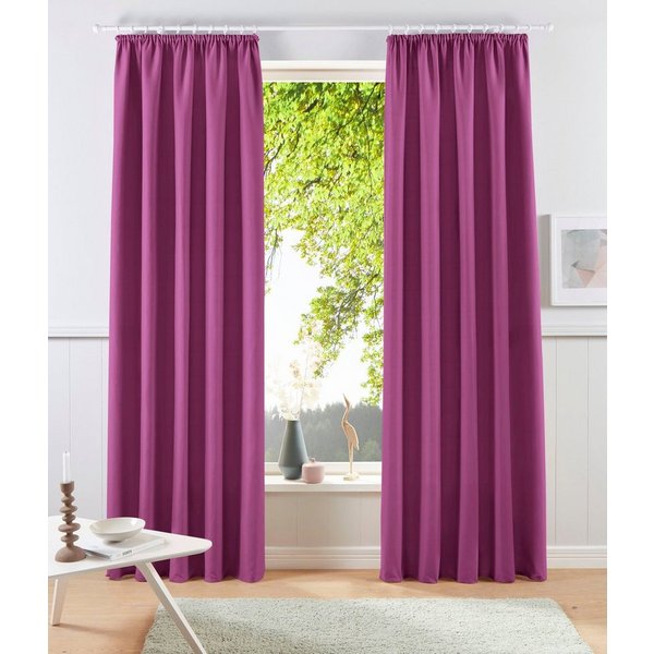 OTTO home Vorhang Raja, Gardinen mit Kräuselband, blickdicht, Wohnzimmer, Topseller! (2 St), Kräuselband, blickdicht, Polyester, 2er-Set, Bestseller, einfarbig,
