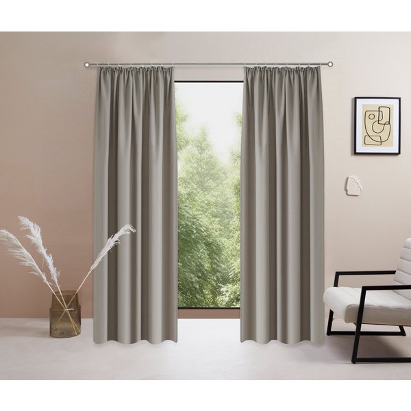 OTTO home Vorhang Raja, Gardinen mit Kräuselband, blickdicht, Wohnzimmer, Topseller! (2 St), Kräuselband, blickdicht, Polyester, 2er-Set, Bestseller, einfarbig,
