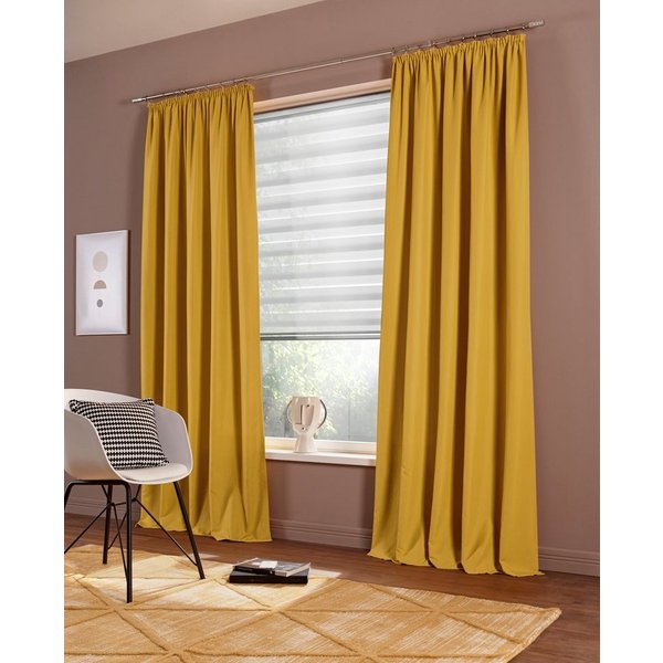 OTTO home Vorhang Raja, Gardinen mit Kräuselband, blickdicht, Wohnzimmer, Topseller! (2 St), Kräuselband, blickdicht, Polyester, 2er-Set, Bestseller, einfarbig,