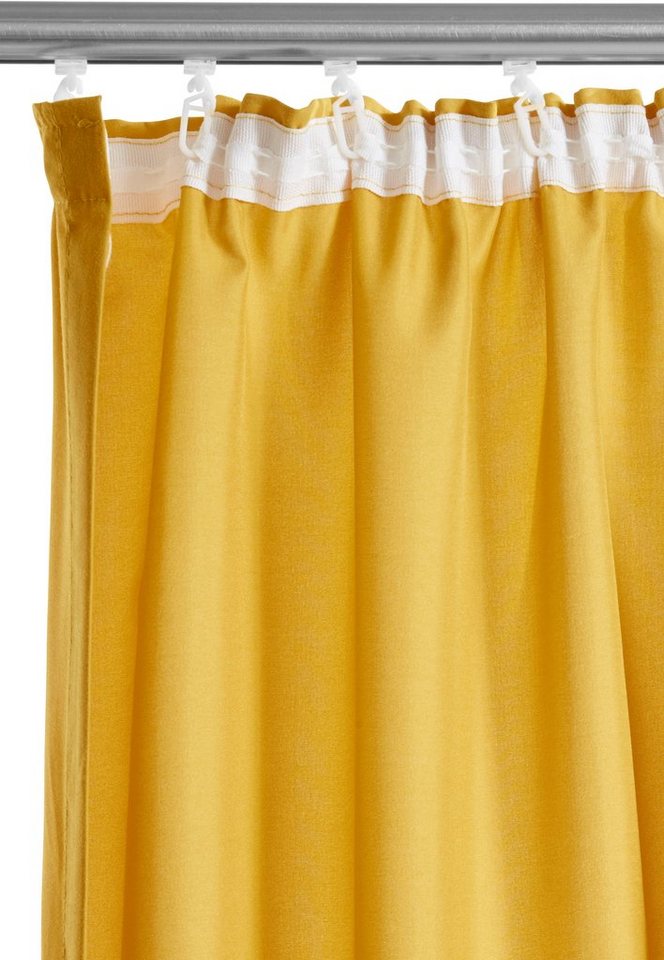 OTTO home Vorhang Raja, Gardinen mit Kräuselband, blickdicht, Wohnzimmer, Topseller! (2 St), Kräuselband, blickdicht, Polyester, 2er-Set, Bestseller, einfarbig, – Bild 5 von 5
