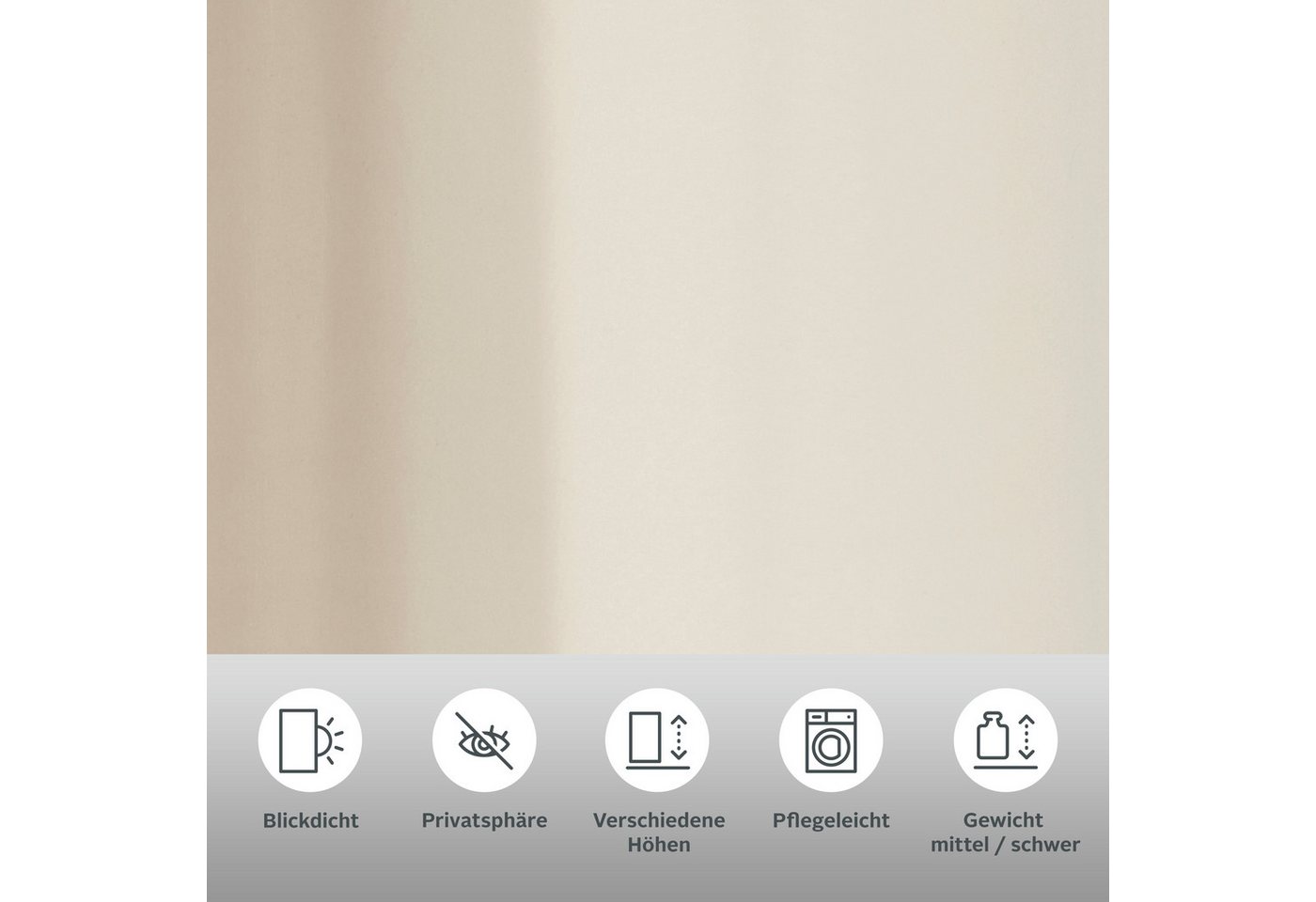 OTTO home Vorhang Raja mit Ösen, 2er Pack, blickdicht, Topseller! (2 St), Ösen, blickdicht, Polyester, einfarbig, Einfache Montage, Pflegeleicht, Ösen, 2 er Pac – Bild 3 von 5