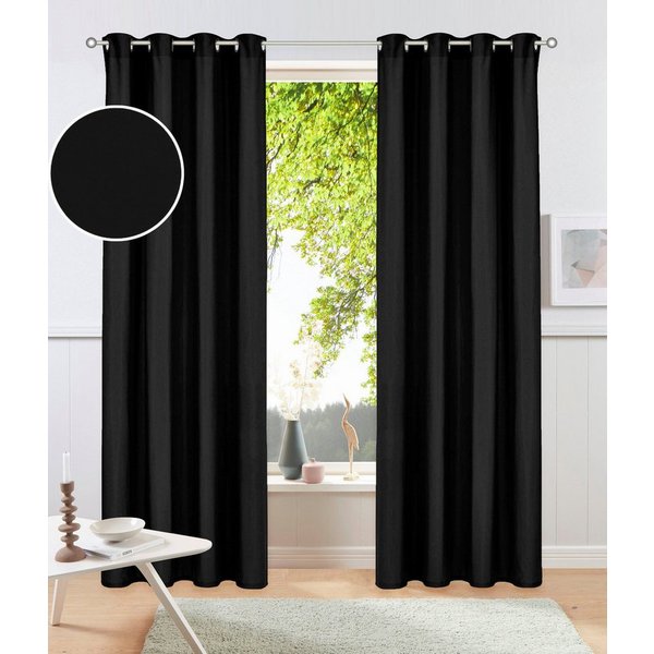 OTTO home Vorhang Raja mit Ösen, 2er Pack, blickdicht, Topseller! (2 St), Ösen, blickdicht, Polyester, einfarbig, Einfache Montage, Pflegeleicht, Ösen, 2 er Pac
