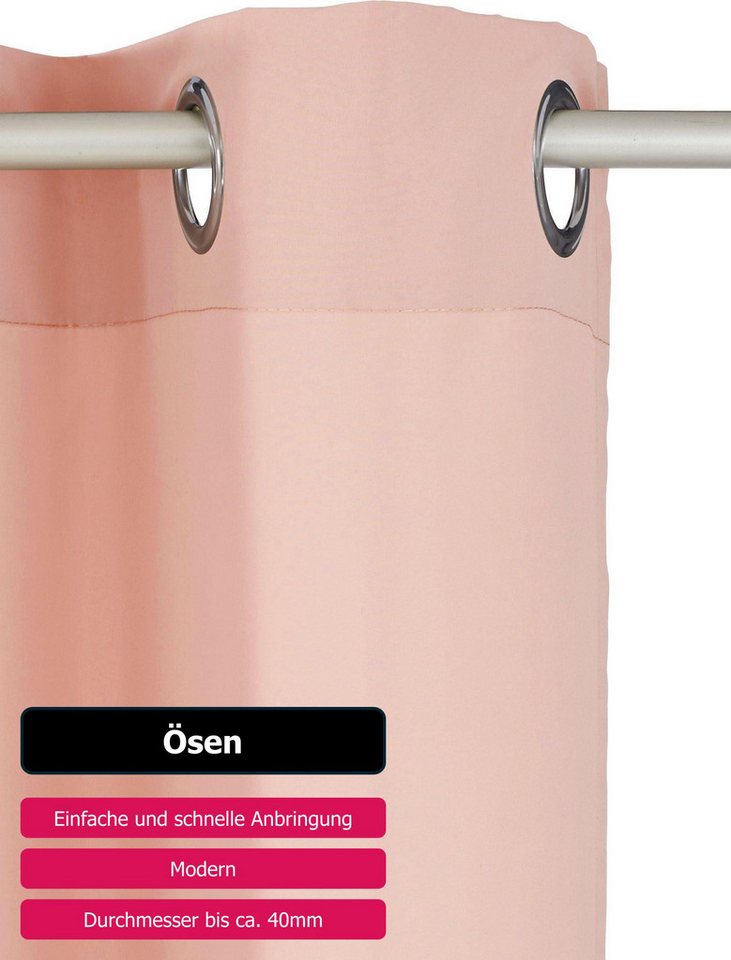 OTTO home Vorhang Raja mit Ösen, 2er Pack, blickdicht, Topseller! (2 St), Ösen, blickdicht, Polyester, einfarbig, Einfache Montage, Pflegeleicht, Ösen, 2 er Pac – Bild 4 von 5