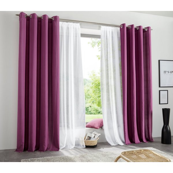 OTTO home Vorhang Raja mit Ösen, 2er Pack, blickdicht, Topseller! (2 St), Ösen, blickdicht, Polyester, einfarbig, Einfache Montage, Pflegeleicht, Ösen, 2 er Pac