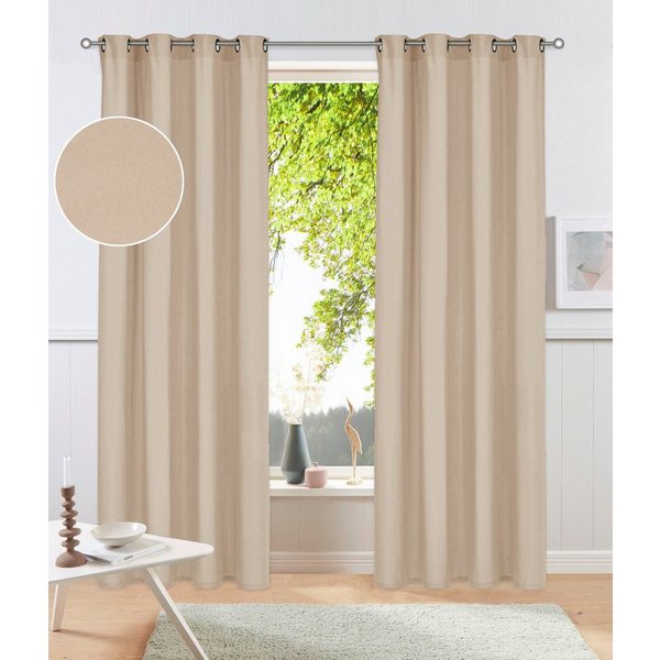 OTTO home Vorhang Raja mit Ösen, 2er Pack, blickdicht, Topseller! (2 St), Ösen, blickdicht, Polyester, einfarbig, Einfache Montage, Pflegeleicht, Ösen, 2 er Pac