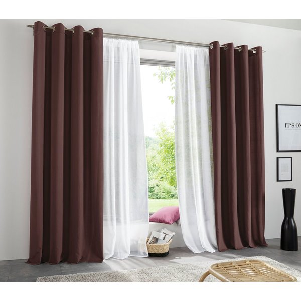 OTTO home Vorhang Raja mit Ösen, 2er Pack, blickdicht, Topseller! (2 St), Ösen, blickdicht, Polyester, einfarbig, Einfache Montage, Pflegeleicht, Ösen, 2 er Pac