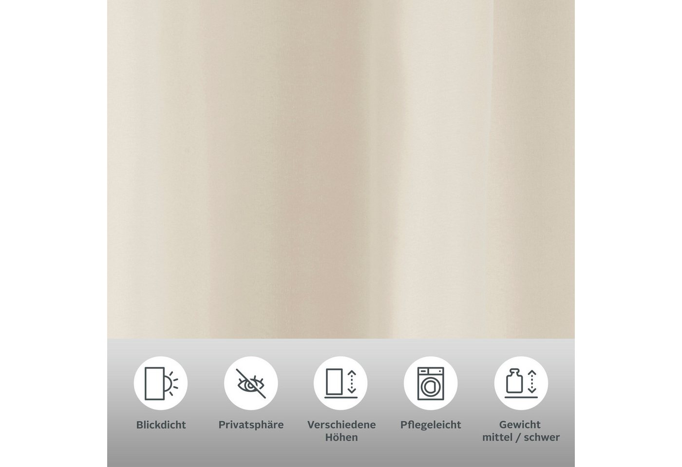 OTTO home Vorhang Raja mit Schlaufen, 2er Pack, blickdicht, Topseller (2 St), Schlaufen, blickdicht, Polyester, 2er-Set, Bestseller, einfarbig, modern, pflegele – Bild 3 von 5