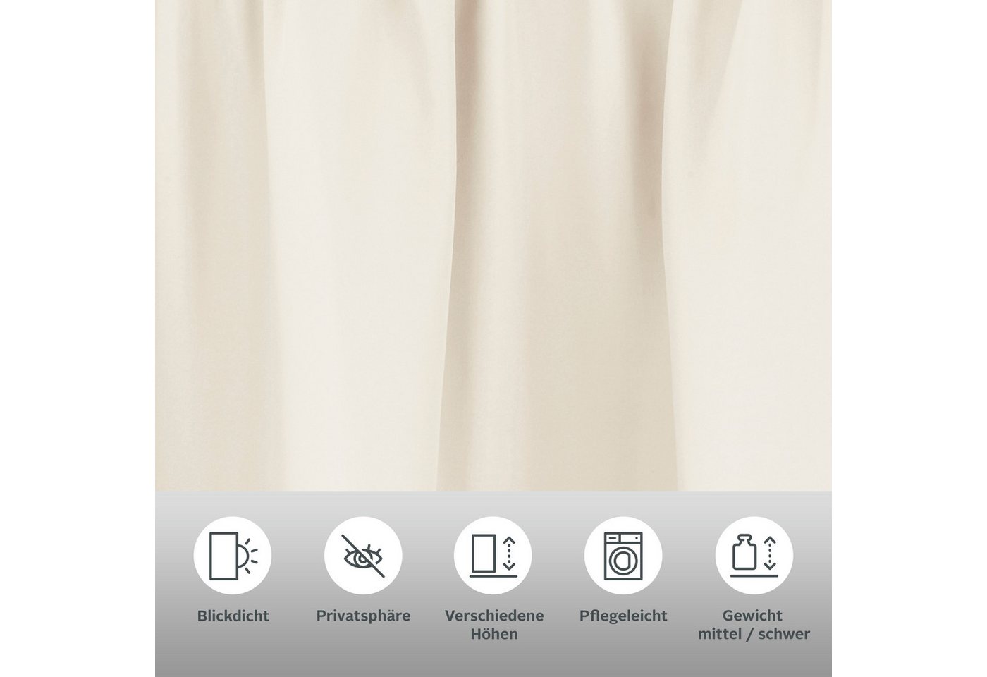 OTTO home Vorhang Raja, Gardinen mit Kräuselband, blickdicht, Wohnzimmer, Topseller! (2 St), Kräuselband, blickdicht, Polyester, 2er-Set, Bestseller, einfarbig, – Bild 3 von 5