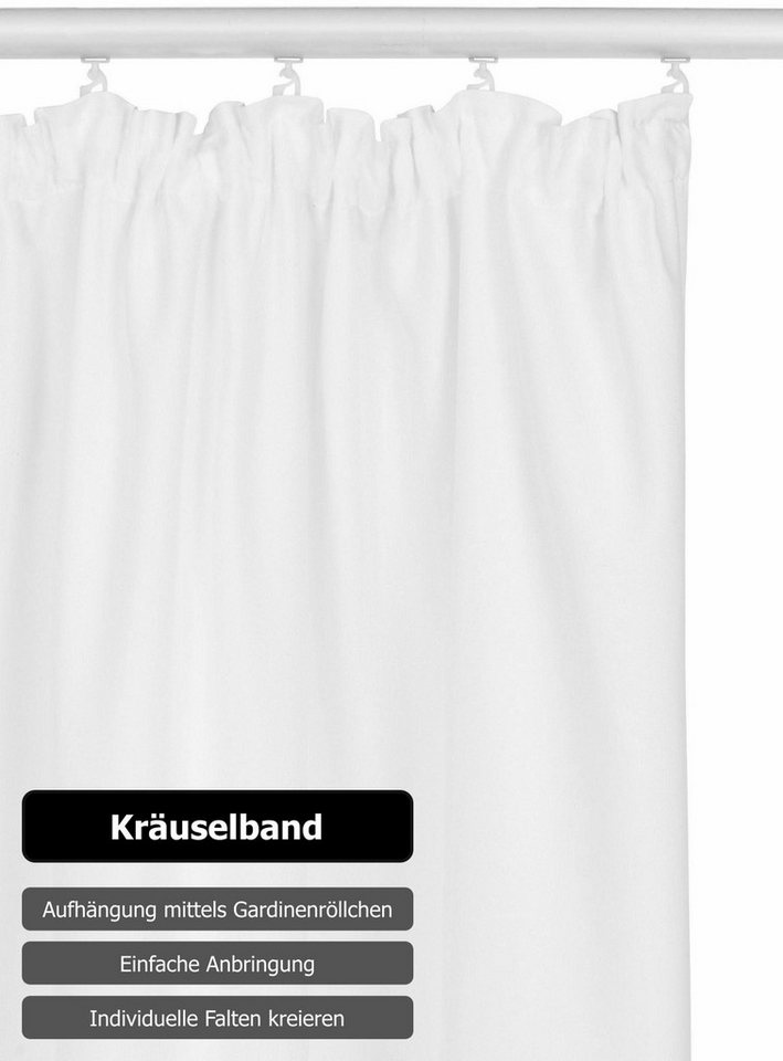 OTTO home Vorhang Raja, Gardinen mit Kräuselband, blickdicht, Wohnzimmer, Topseller! (2 St), Kräuselband, blickdicht, Polyester, 2er-Set, Bestseller, einfarbig, – Bild 3 von 5