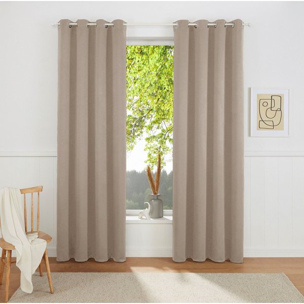 OTTO home Vorhang SOLA mit Ösen, 1er & 2 er Pack, blickdicht/verdunkelnd, Topseller! (1 St), Ösen, verdunkelnd, Polyester, blickdicht, Ösen-Aufhängung, wärmeabw